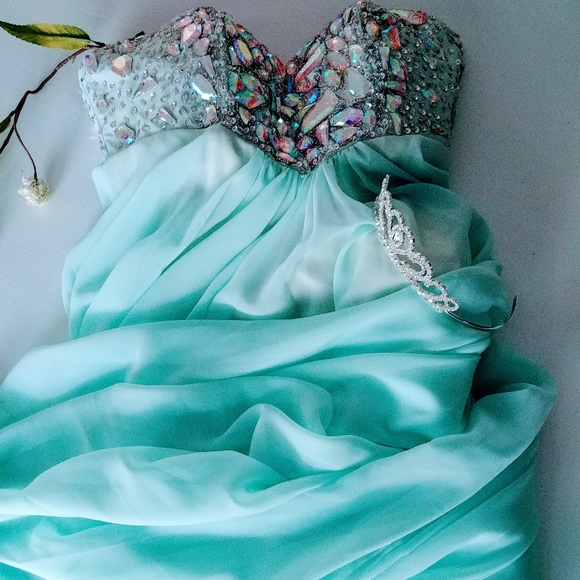 Glamour by Terani Couture Dresses & Skirts - Dazzling Mint Evening Dress
